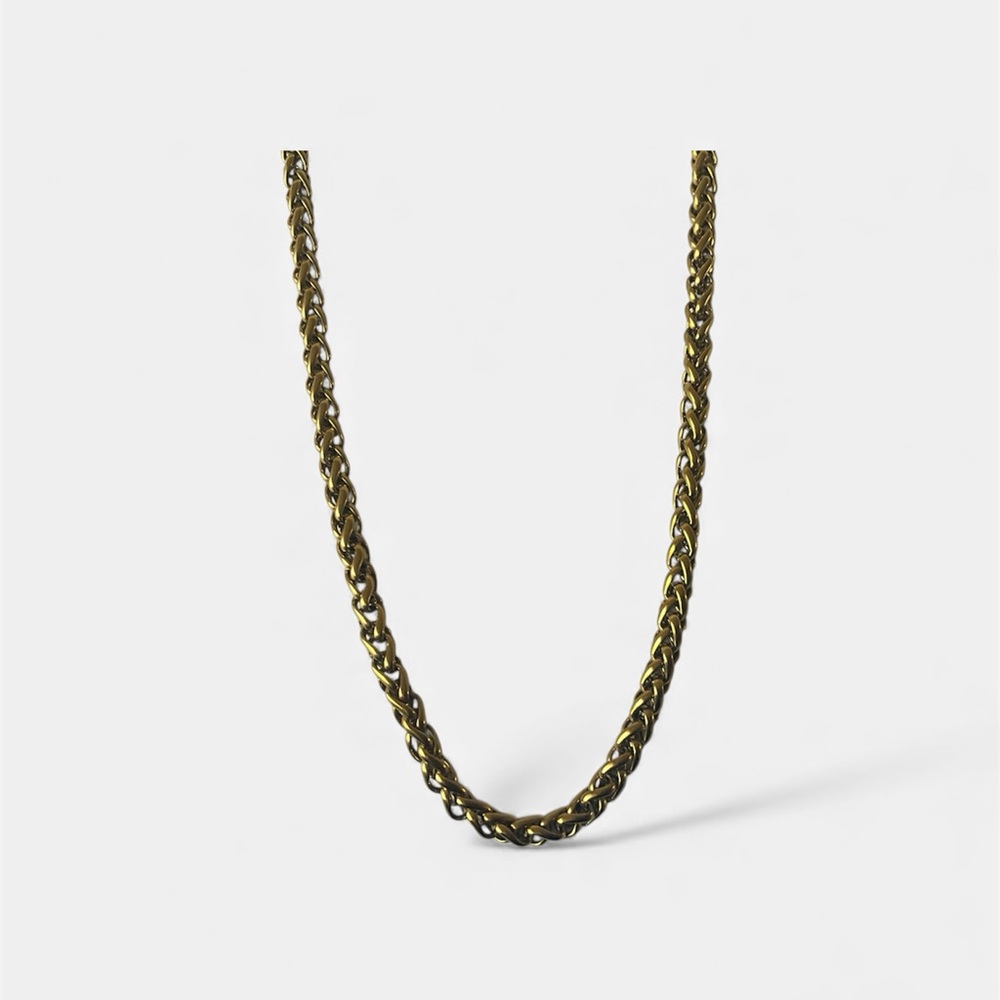 Gold PVD Titanium 316L hypoallergenic Stainless Steel Men's Chain Necklace